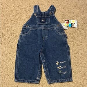 Vintage Carter's Baby Boy Blue Denim Overalls with Embroidery